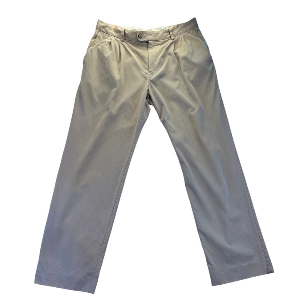 Tommy Bahama Mens Silk Blend Pleated Dress Pants Khaki Tan 35x32 Resortwear